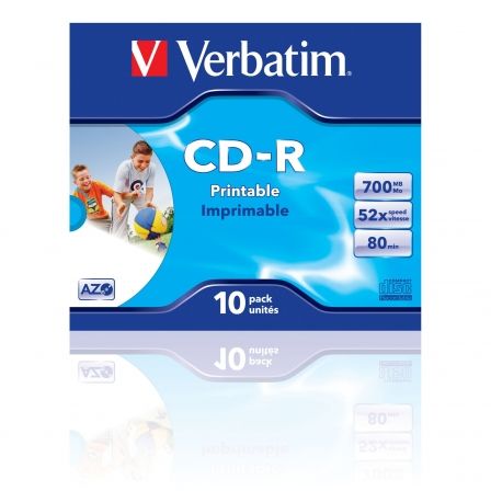 Verbatim DataLifePlus CD-R 700MB 52x Imprimible Pack 10 Unidades